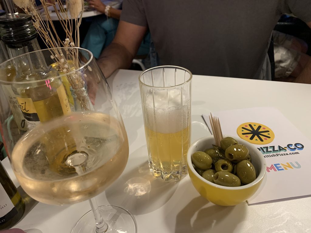 Rose Wine, Pale Ale and Olives