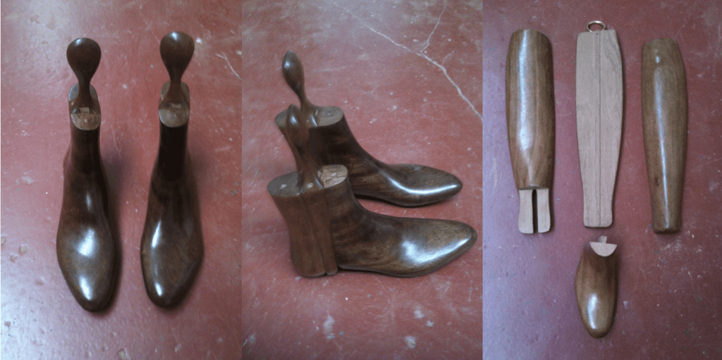 Shoe lasts in dark wood